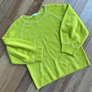 Veronica Beard Neon Lime Green Crewneck Sweater